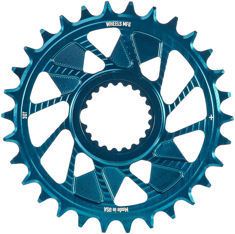 Wheels Manufacturing Direct Mount Chainring - 30t Shimano Direct Mount 1.5mm Inboard Offset HG+ Chain Compatible Teal
