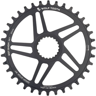 Wolf Tooth Direct Mount Chainring - 36t Shimano DM For Boost Cranks 3mm Offset Drop-Stop ST Requires 12-Speed HG+ Chain BLK