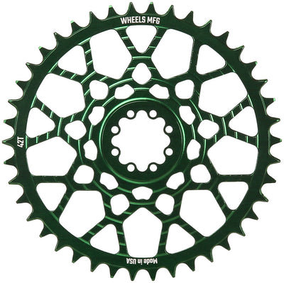 Wheels Manufacturing Gravel Direct Mount Chainring - 42t SRAM 8-Bolt Direct Mount 6.5mm Inboard Offset T-Type Chain Compatible Green