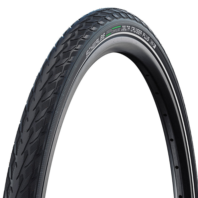 Schwalbe Delta Cruiser Plus Hybrid Tire 29''x1.75 Wire Clincher Green Compound PunctureGuard Reflex 50TPI Black