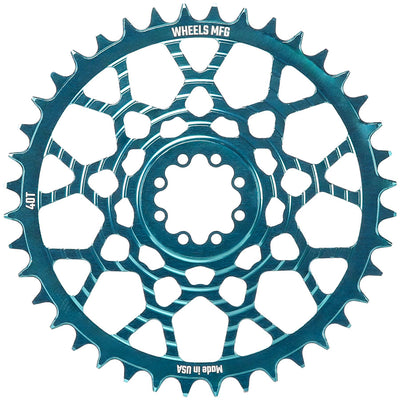 Wheels Manufacturing Gravel Direct Mount Chainring - 40t SRAM 8-Bolt Direct Mount 6.5mm Inboard OffsetT-Type Chain Compatible Teal