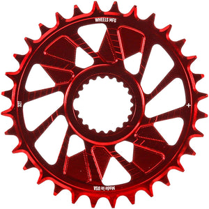 Wheels Manufacturing Direct Mount Chainring - 32t Shimano Direct Mount 1.5mm Outboard Offset HG+ Chain Compatible Red