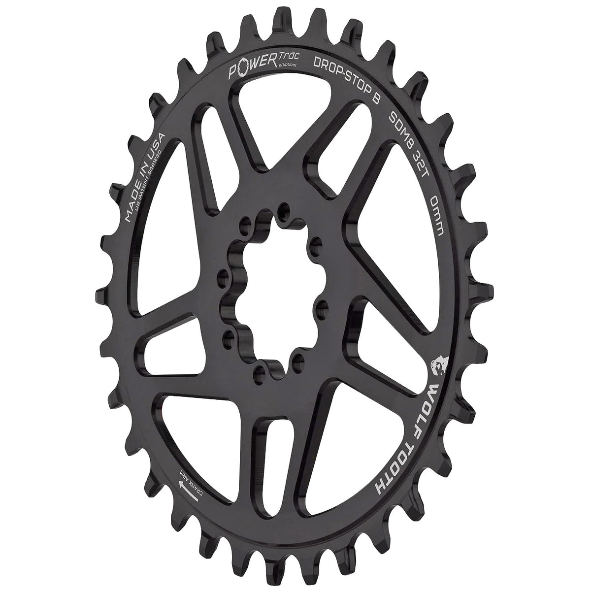 Wolf Tooth Components 8-Bolt Oval Direct Mount Ring (3mm Offset) 30T Blk