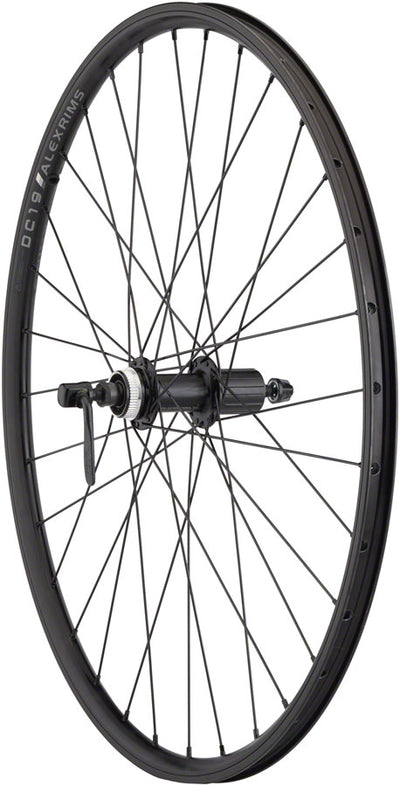 Quality Wheels Value Double Wall Series Rim+Disc Rear Wheel - 26" QR x135mm Center-Lock/Rim Brake HG10 BLK Clincher 32H