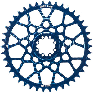 Wheels Manufacturing Gravel Direct Mount Chainring - 42t SRAM 8-Bolt Direct Mount 6.5mm Inboard Offset T-Type Chain Compatible Blue