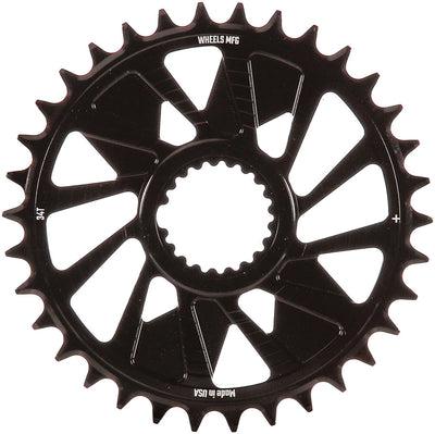 Wheels Manufacturing Direct Mount Chainring - 34t Shimano Direct Mount 1.5mm Outboard Offset HG+ Chain Compatible BLK