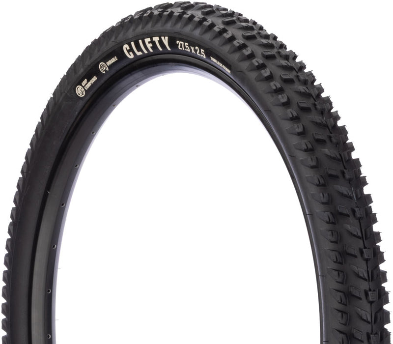 Teravail Clifty Tire - 27.5 x 2.5 Tubeless Folding BLK Durable Grip Compound