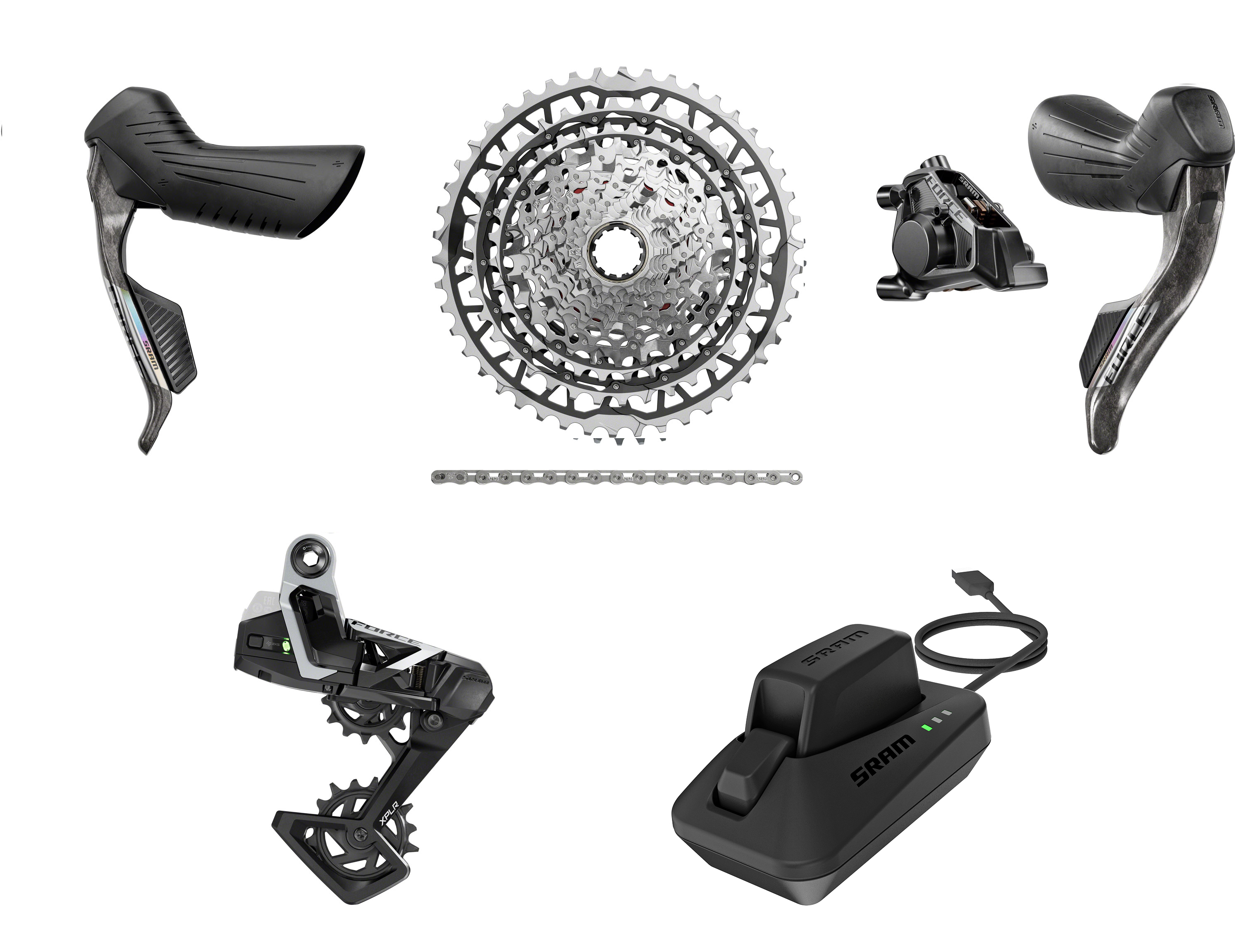 SRAM Force E1 XPLR 13-Speed eTap HRD AXS Groupset - Force HRD Shifters, Rear Derailleur, Battery/Charger, Chain & Cassette