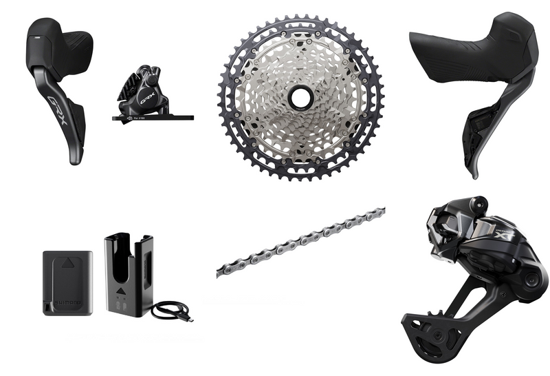 Shimano GRX / XT Di2 12-Speed Groupset - GRX Di2 Shifters, XT Rear Derailleur, Battery/Charger, Chain & Cassette
