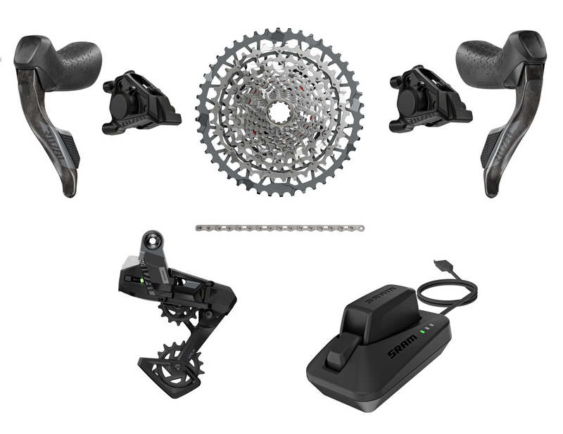 SRAM Rival E1 XPLR 13-Speed eTap HRD AXS Groupset - Rival HRD Shifters, Rear Derailleur, Battery/Charger, Chain & Cassette