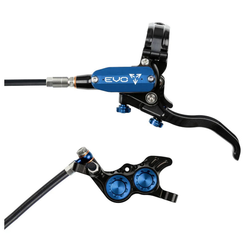 Hope Tech 4 Evo GR4 Disc Brake and Lever - Right/Rear, Post Mount 74mm, Black/Blue