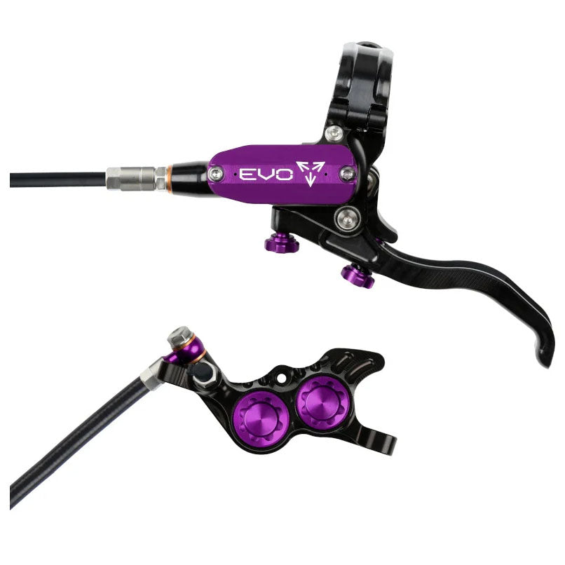 Hope Tech 4 Evo GR4 Disc Brake and Lever - Right/Rear, Post Mount 74mm, Black/Purple