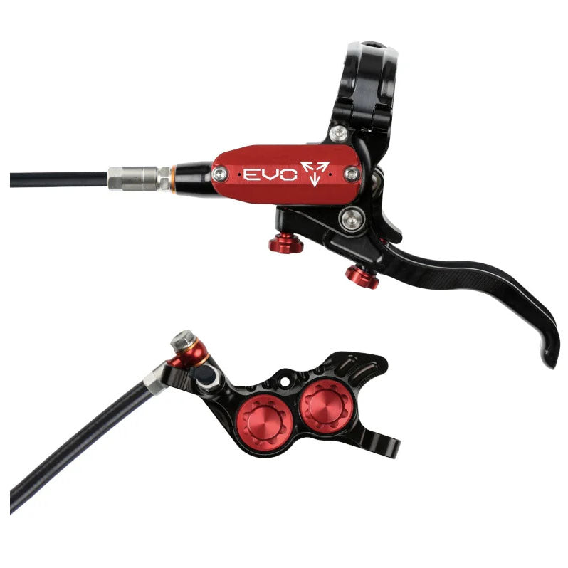 Hope Tech 4 Evo GR4 Disc Brake and Lever - Right/Rear, Post Mount 74mm, Black/Red
