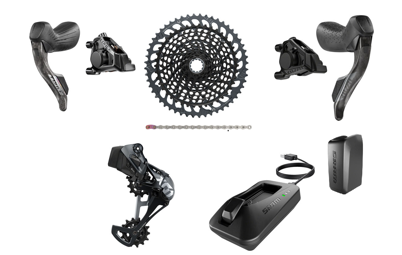 SRAM Force E1 X01 AXS Mullet Groupset - Force eTap HRD E1 Shifters, X01 AXS Rear Derailleur, Battery/Charger, Chain & Cassette