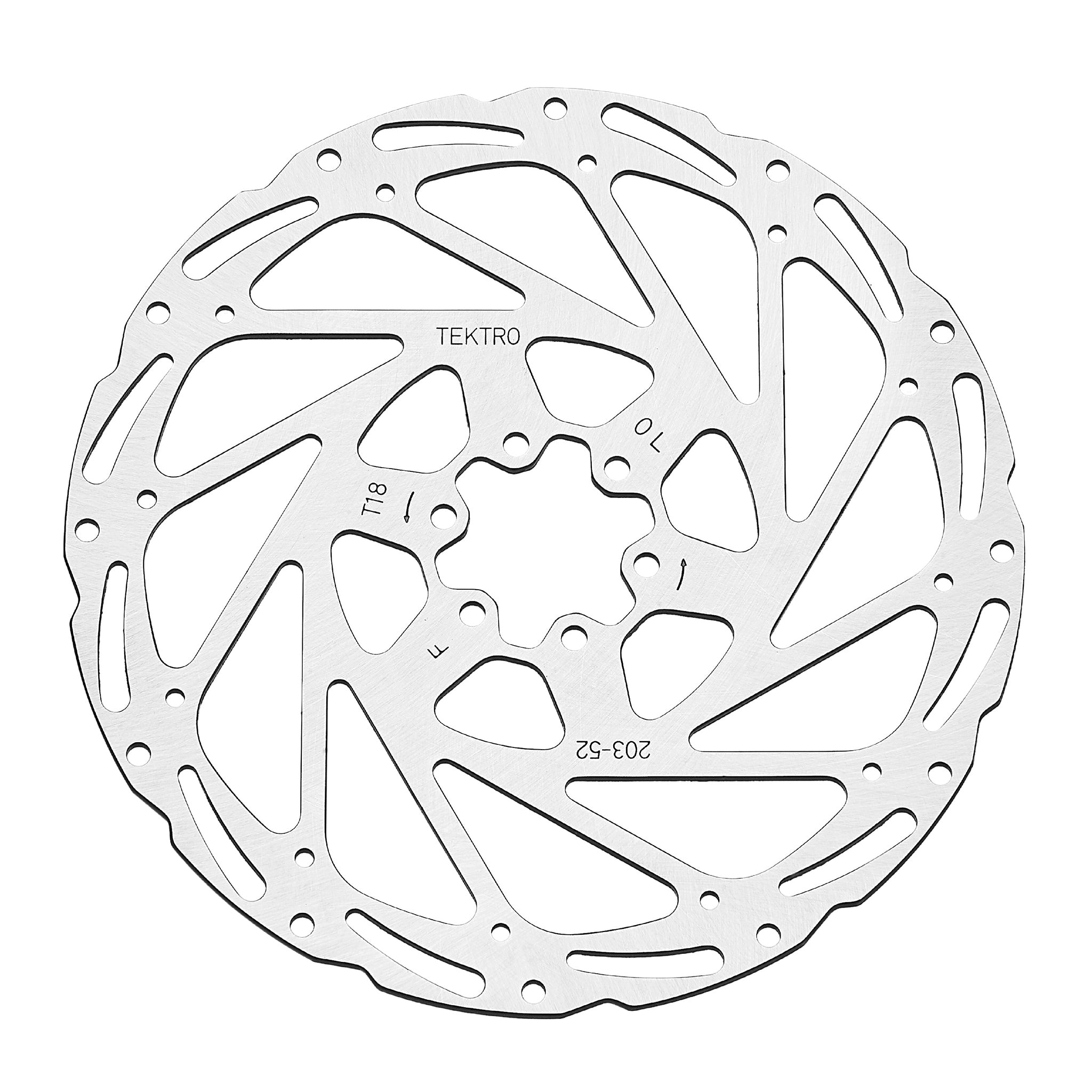 Tektro TR180-52 Disc Rotor - 180mm 6-Bolt 1.8mm Thickness For 2-Piston Calipers