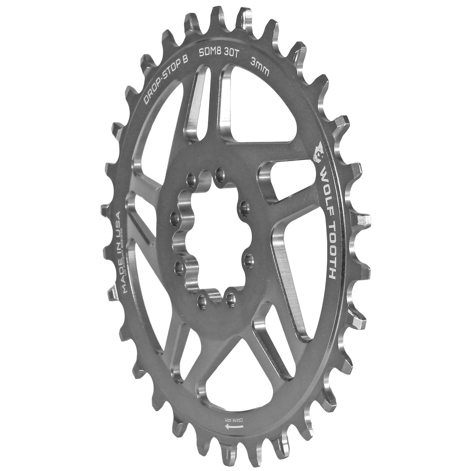 Wolf Tooth Components 8-Bolt Direct Mount Ring (3mm Offset) Raw Silver
