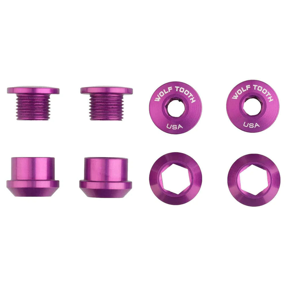 Wolf Tooth 1x Chainring Bolt Set - 6mm Dual Hex Fittings Set/4 Ultraviolet Purple