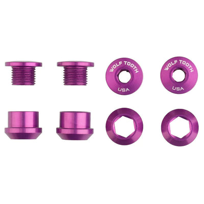 Wolf Tooth 1x Chainring Bolt Set - 6mm Dual Hex Fittings Set/4 Ultraviolet Purple