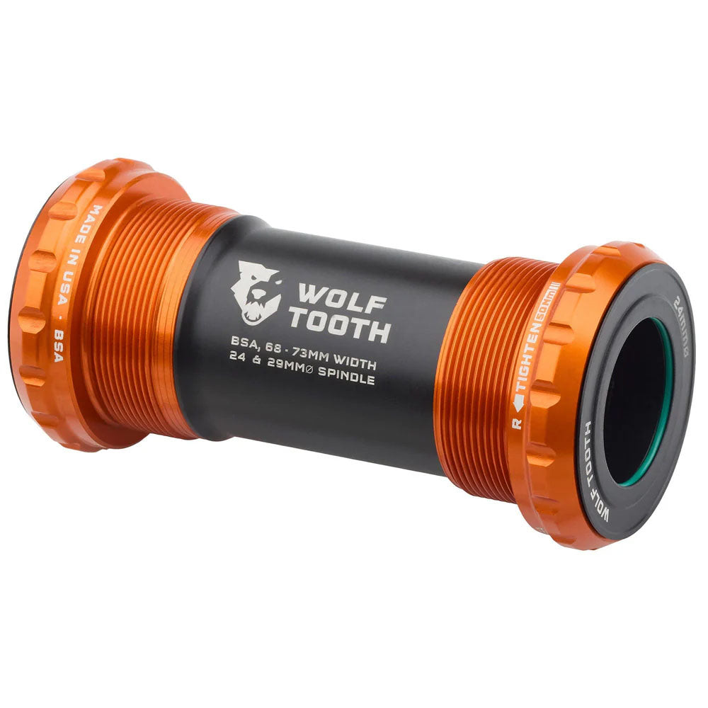 Wolf Tooth Bottom Bracket - English (BSA) 68/73mm For 24mm Spindle Orange