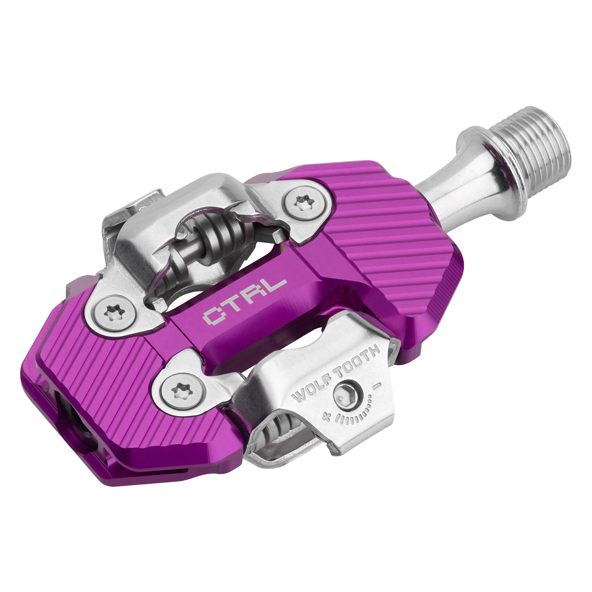 Wolf Tooth CTRL Trail Clipless Pedals - Dual Sided Clipless Alloy 9/16" Ultraviolet Purple Pair Shimano SPD