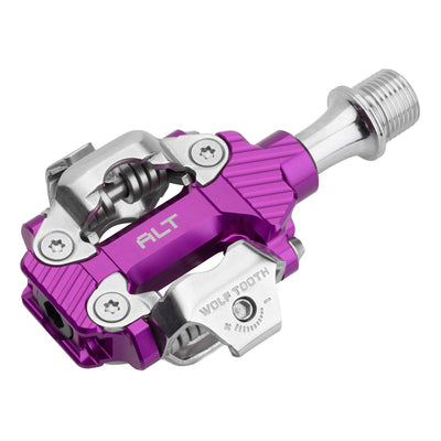 Wolf Tooth ALT XC Clipless Pedals - Dual Sided Clipless Alloy 9/16" Ultraviolet Purple Pair Shimano SPD