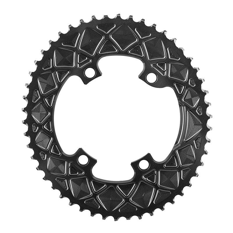 absoluteBLACK Premium Oval 110 BCD Road Outer Chainring for Shimano Dura-Ace 9100 - 50t, 110 Shimano Asymmetric BCD, 4-Bolt, Gray