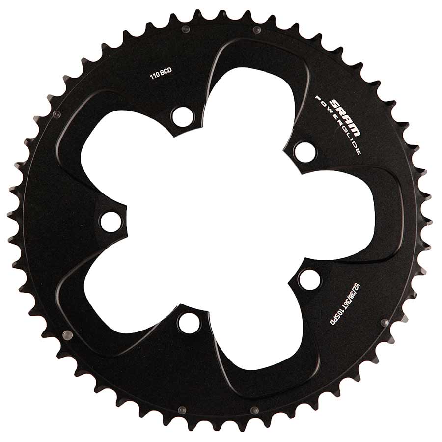 SRAM Red/Force  Non-Hidden Bolt 52T 110mm Black Chainring, Use with 36 or 38T