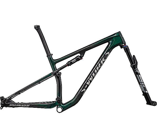 2023 Specialized EPIC S-Works FRAMESET - Large, GLOSS GREEN TINT FADES OVER CARBON / CHROME