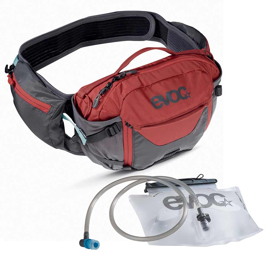 EVOC, Hip Pack Pro, Hydration Bag, Volume: 3L, Bladder included: 1.5L, Carbon Grey/Chili Red