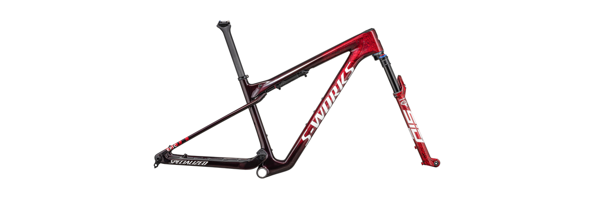 2023 Specialized S-Works Epic World Cup 29" Mountain Frameset - X-Small, Gloss Red Tint / Flake Silver Granite / Metallic White Silver