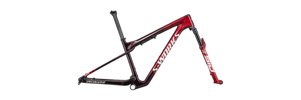 2023 Specialized S-Works Epic World Cup 29" Mountain Frameset - Medium, GLOSS RED TINT / FLAKE SILVER GRANITE / METALLIC WHITE SILVER