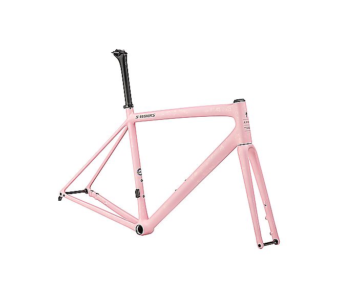 2023 Specialized AETHOS S-Works FRAMESET - 56cm, SATIN 100% RED GHOST PEARL ORGANIC COLOR RUN OVER DESERT ROSE / TAUPE