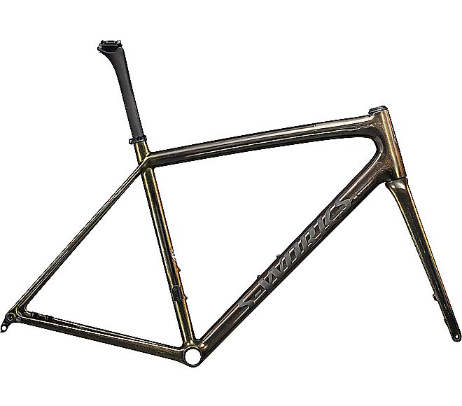 2024 Specialized AETHOS S-Works FRAMESET - 54cm, GLOSS CARBON / MAGENTA-GOLD EDGE FADE / ALL OVER GOLD PEARL/ SATIN METALLIC OBSIDIAN