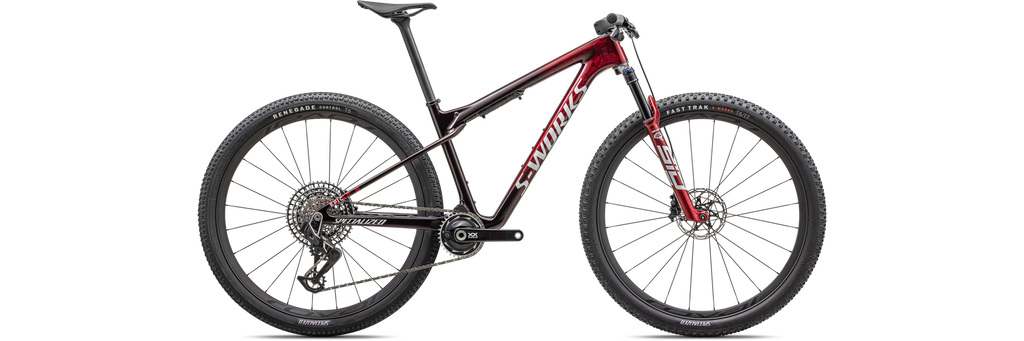 2023 Specialized S-Works Epic World Cup 29" Carbon Mountain Bike - Medium, GLOSS RED TINT / FLAKE SILVER GRANITE / METALLIC WHITE SILVER