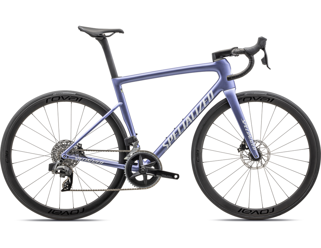 2024 Specialized Tarmac SL8 Expert Complete Road Bike - 58cm, SATIN POWDER INDIGO TINT OVER SILVER DUST / WHITE