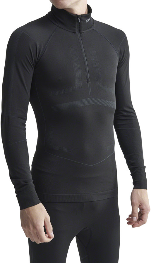 Craft Active Intensity Zip Neck Long Sleeve Top - Black/Asphalt, Men's, 2X-Large