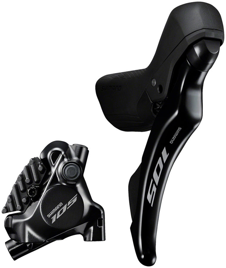 Shimano 105 105 ST-R7120-R Shift/Brake Lever with BR-R7170 Hydraulic Disc Brake Caliper - Right/Rear, 12-Speed, Flat Mount, Black