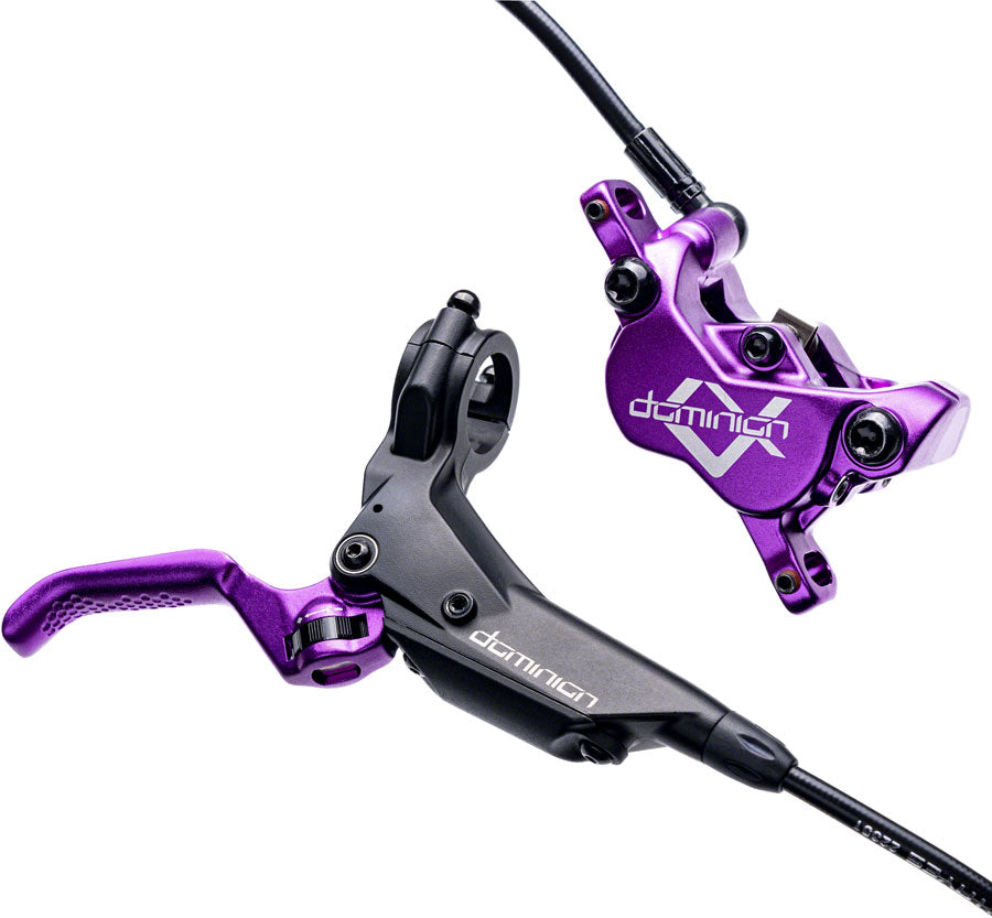 Hayes Dominion A4 Disc Brake and Lever - Front or Rear, Hydraulic, Post Mount, Purple/Black
