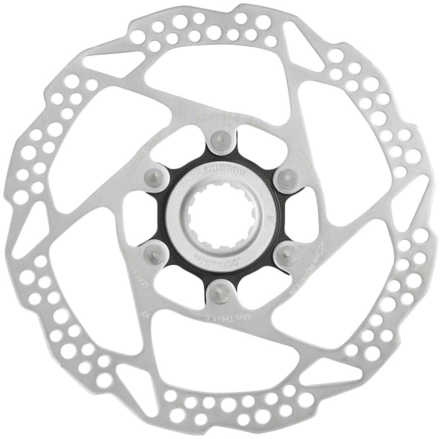 Shimano Deore SM-RT54-S Disc Brake Rotor - 160mm Center Lock For Resin Pads Only External Lockring Silver