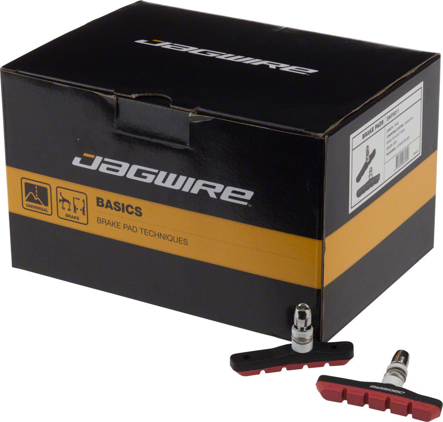 Jagwire Mountain Sport Brake Pads Threaded Post Box of 25 Pair, Red