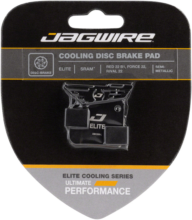 Jagwire Elite Cooling Disc Brake Pad - Semi-Metallic, Aluminum Backed, Fits SRAM Red 22 (B1), Force 22 (A1), Rival 22 (A1), Apex 1 (A1)