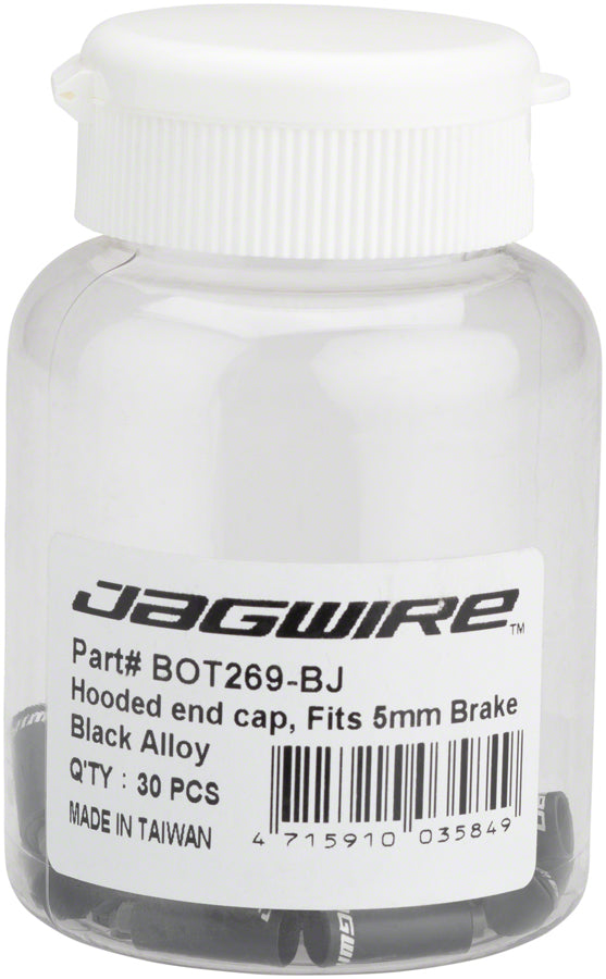 Jagwire Hooded End Cap 5mm Brake Bottle of 30, Black