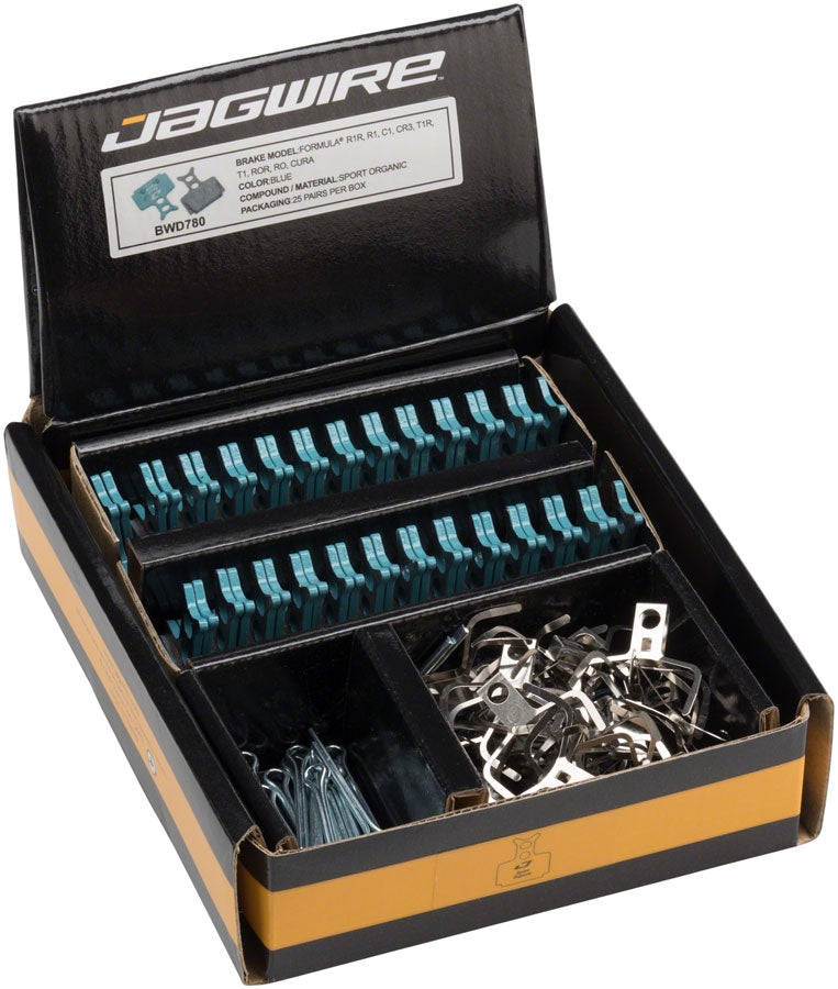 Jagwire Sport Organic Disc Brake Pads - For Formula C1, CR3, Cura, Mega, R1/R1R, RO/ROR, RX, and T1, Bulk Box of 25