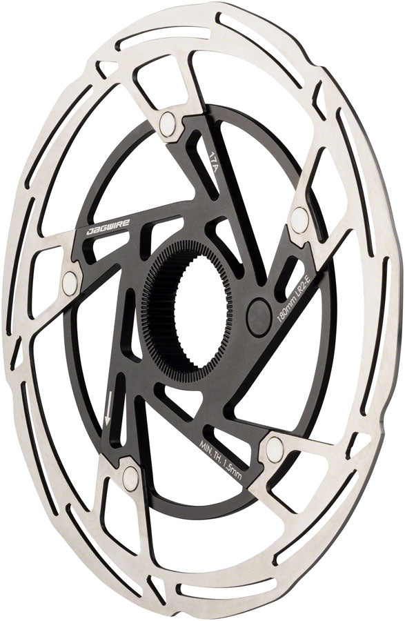Jagwire Pro LR2-E Ebike Disc Brake Rotor with Magnet - 180mm, Center Lock, Silver/Black
