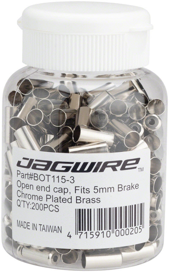 Jagwire 5mm Open End Caps Bottle of 200, Chrome Plated