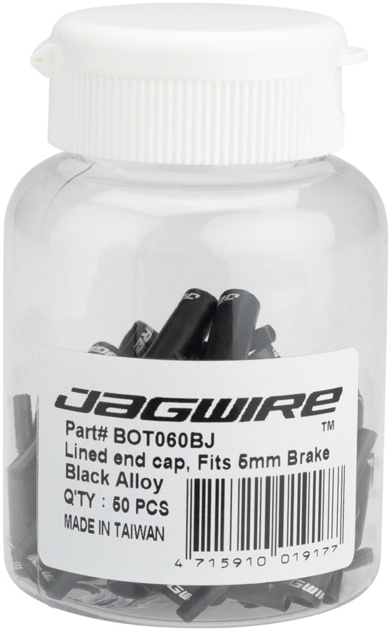 Jagwire 5mm Lined Alloy End Caps Bottle of 50, Black
