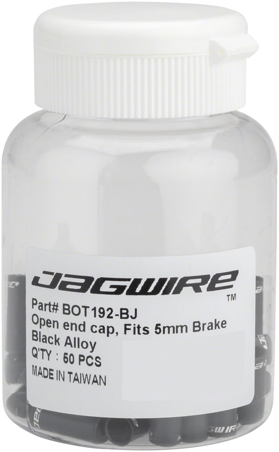Jagwire 5mm Open Alloy End Caps Bottle of 50, Black