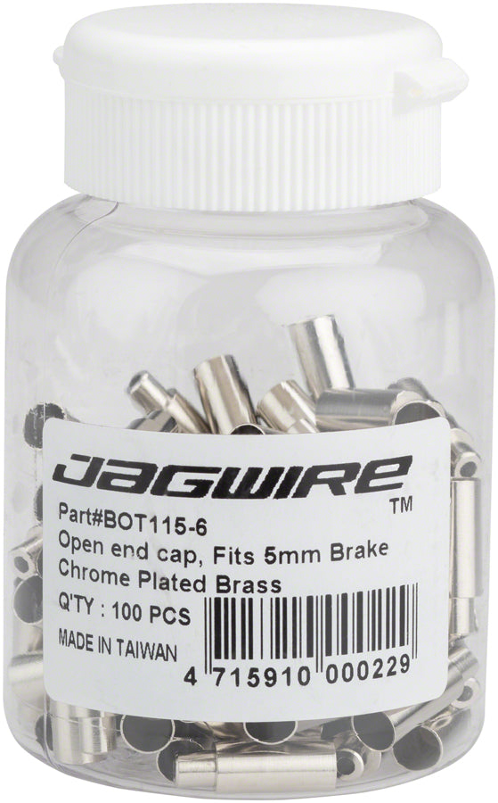 Jagwire 5mm to 4mm Step Down Open End Caps Bottle of 100, Chrome Plated