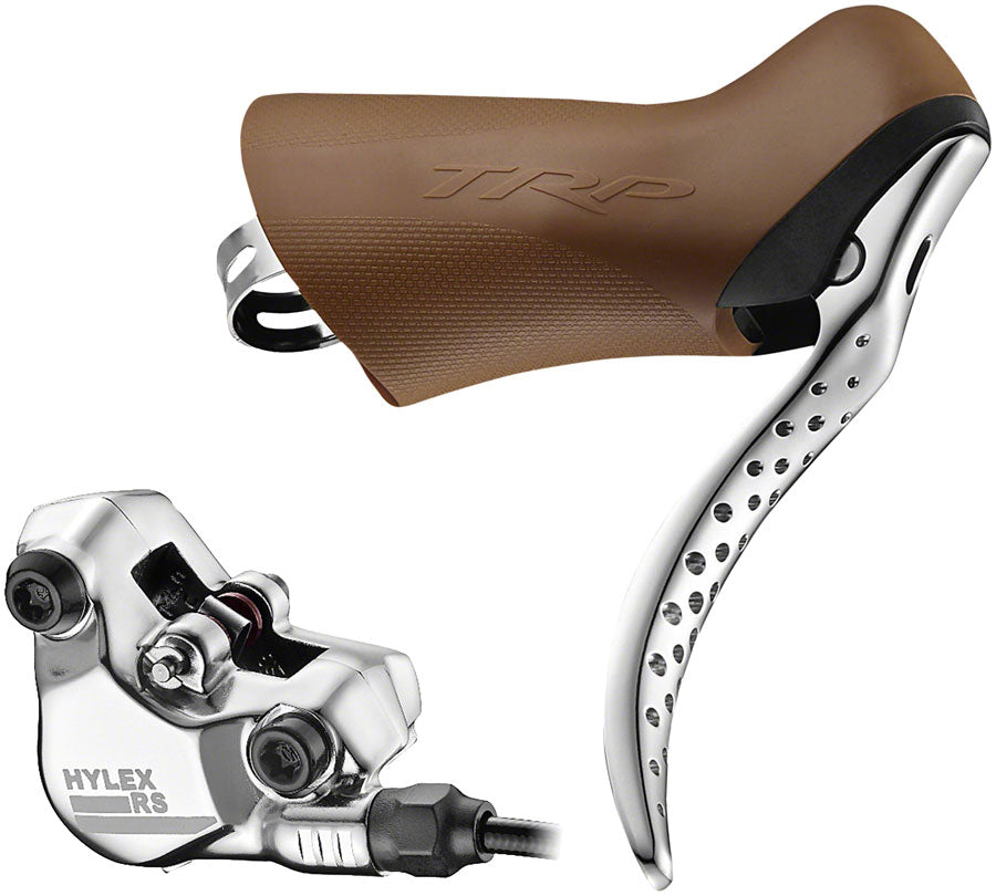 TRP Hylex RS Disc Brake and Lever - Left Hand Lever, Hydraulic, Flat Mount, Gum/Silver