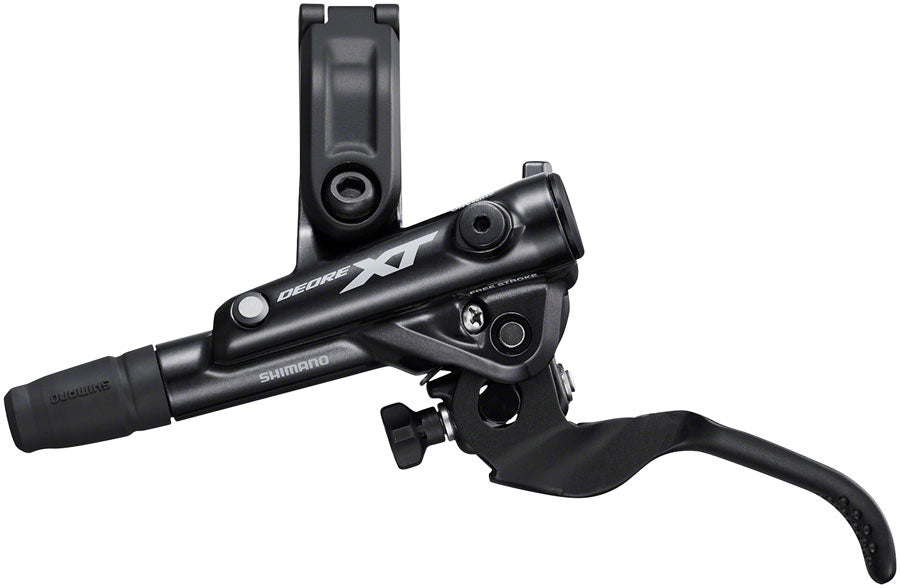 Shimano Deore XT BL-M8100/BR-M8120 Disc Brake and Lever - Front, Hydraulic, Post Mount, 4-Piston, Finned Pads, I-SPEC EV Clamp Band, Black